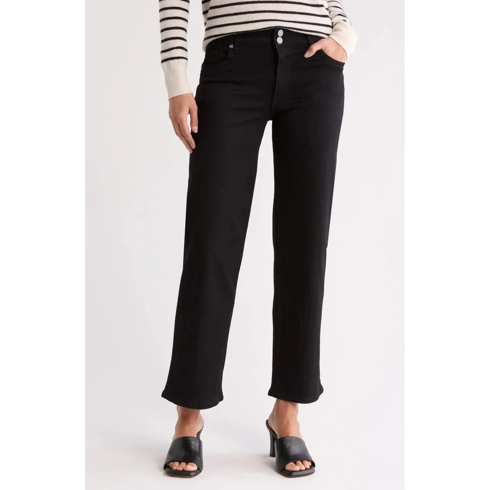 KUT from the Kloth Lucy High Rise Wide Leg Jeans Black Size 10 Stretch Denim - Picture 1 of 11